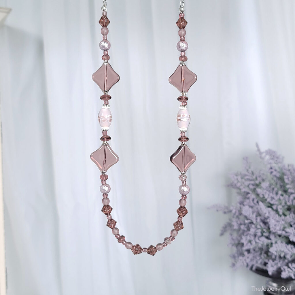 Eclectic Mauve Beaded Necklace by The Jewelry Owl (thejewelryowl)