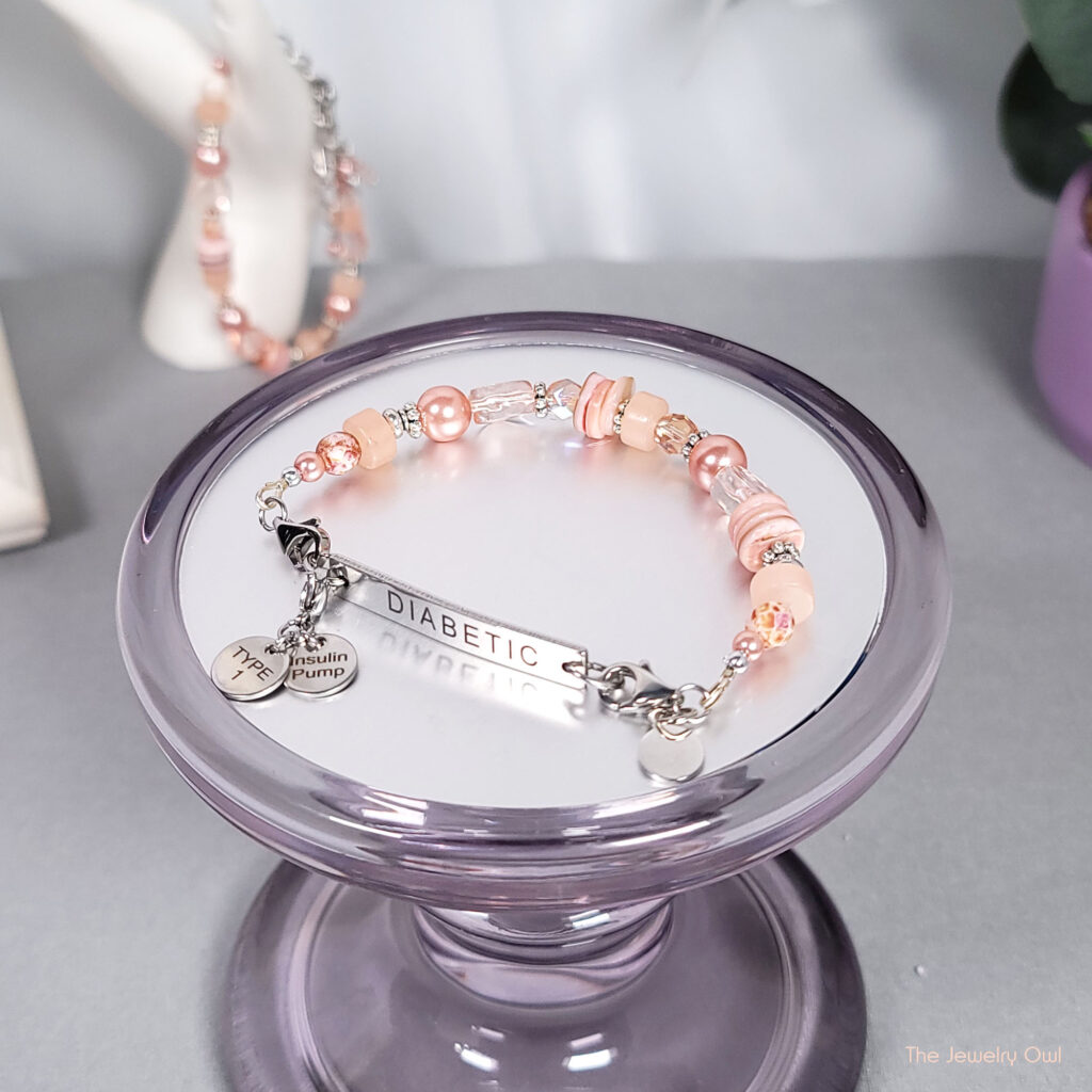 Interchangeable Band - Blush Pink Diabetic Beaded Bracelet by The Jewelry Owl (thejewelryowl)