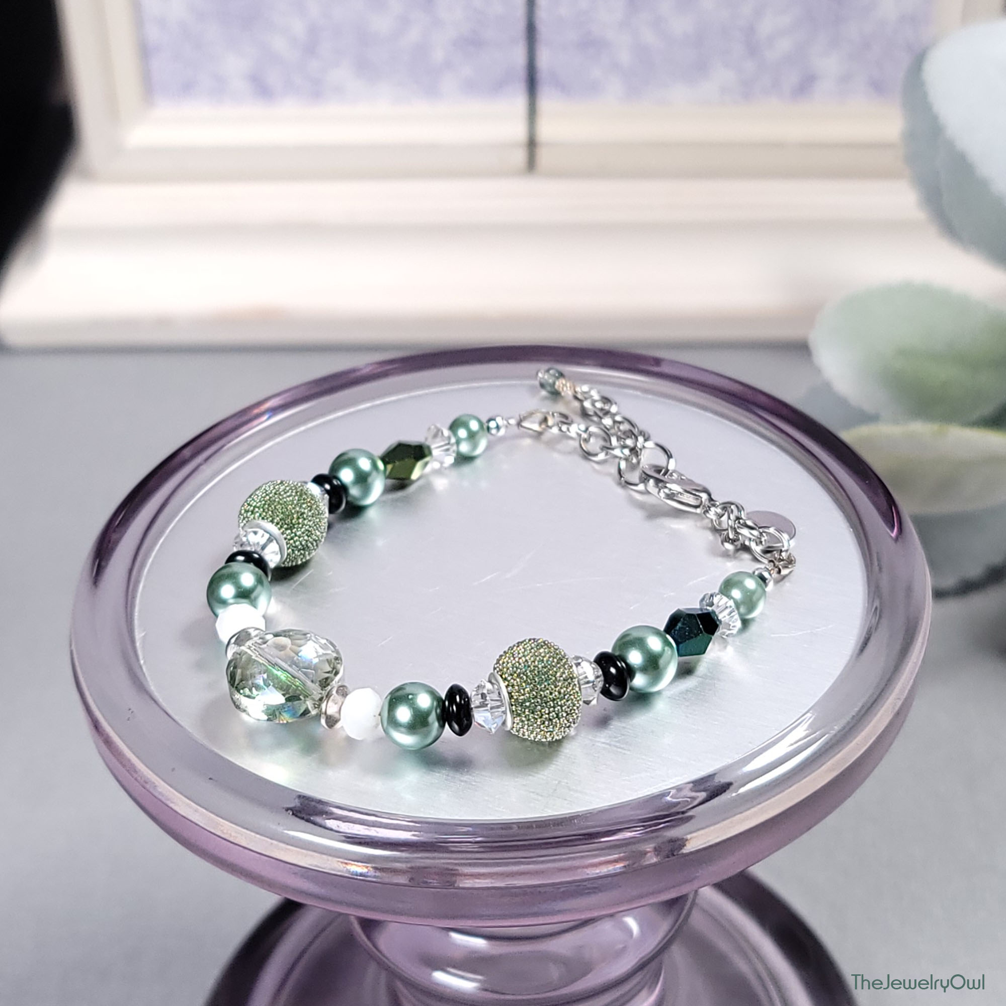 Green Mixed Bead Bracelet by The Jewelry Owl (thejewelryowl)