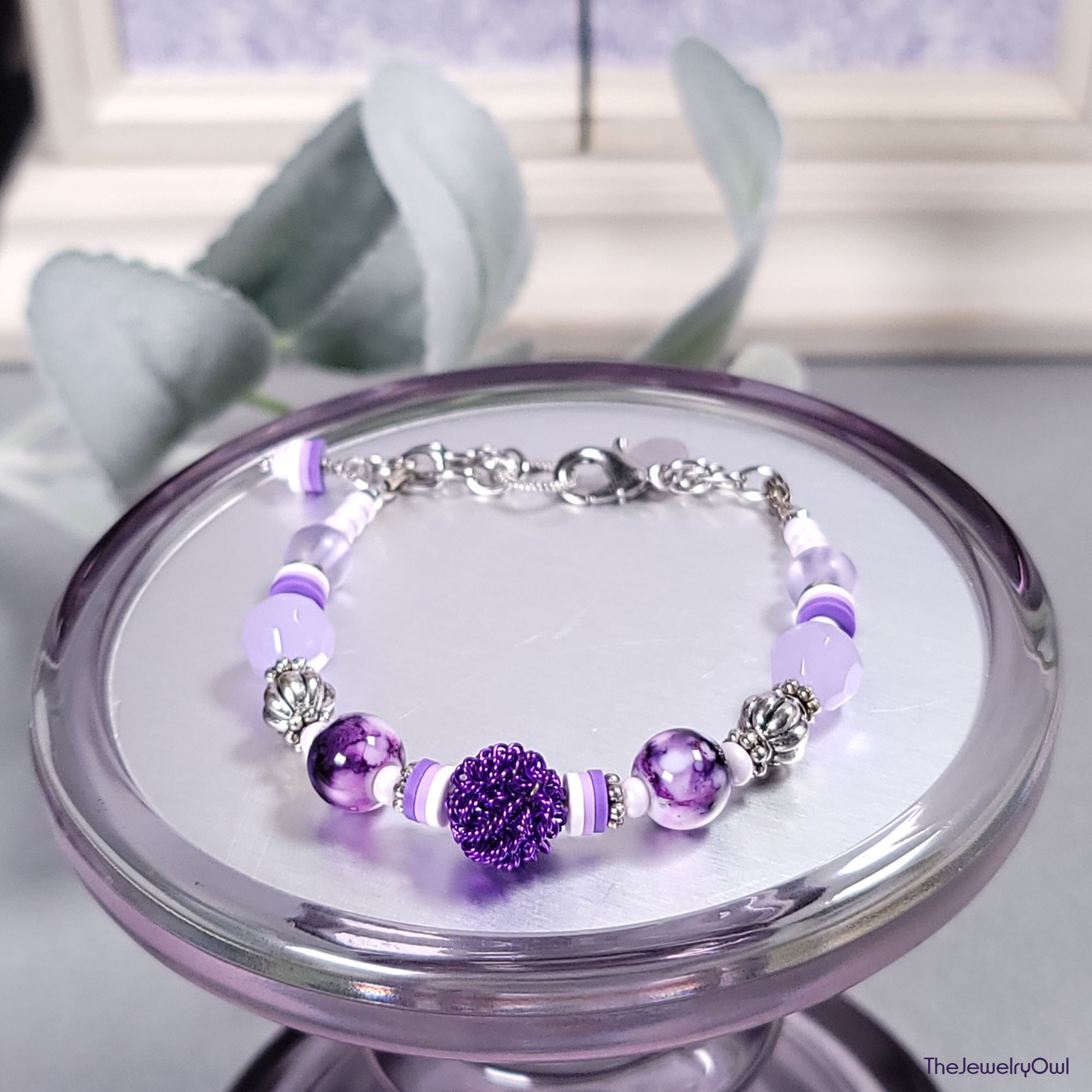 Shades of Purple Beaded Bracelet by The Jewelry Owl (thejewelryowl)