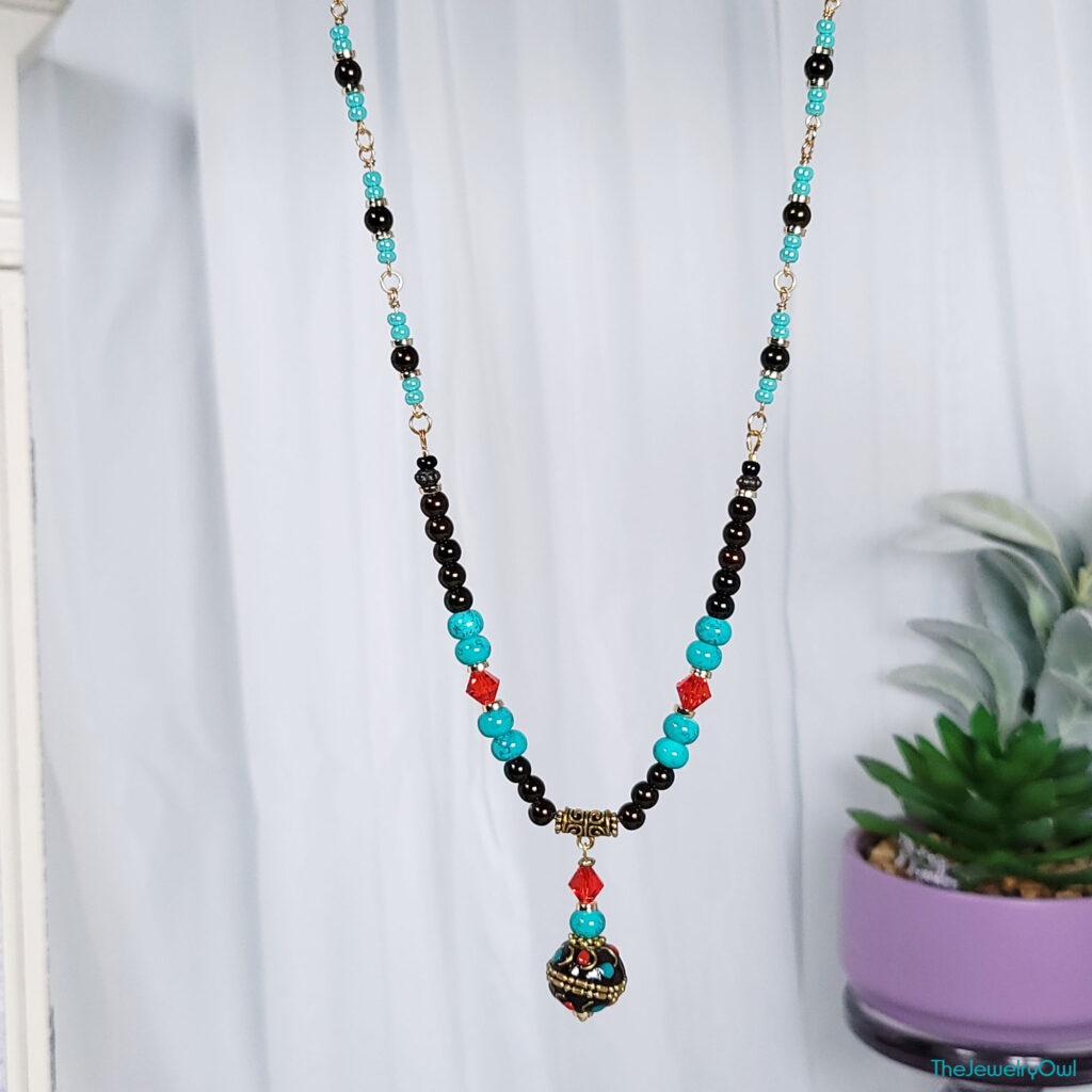 Brown and Turquoise Cord Boho Necklace by The Jewelry Owl (thejewelryowl)