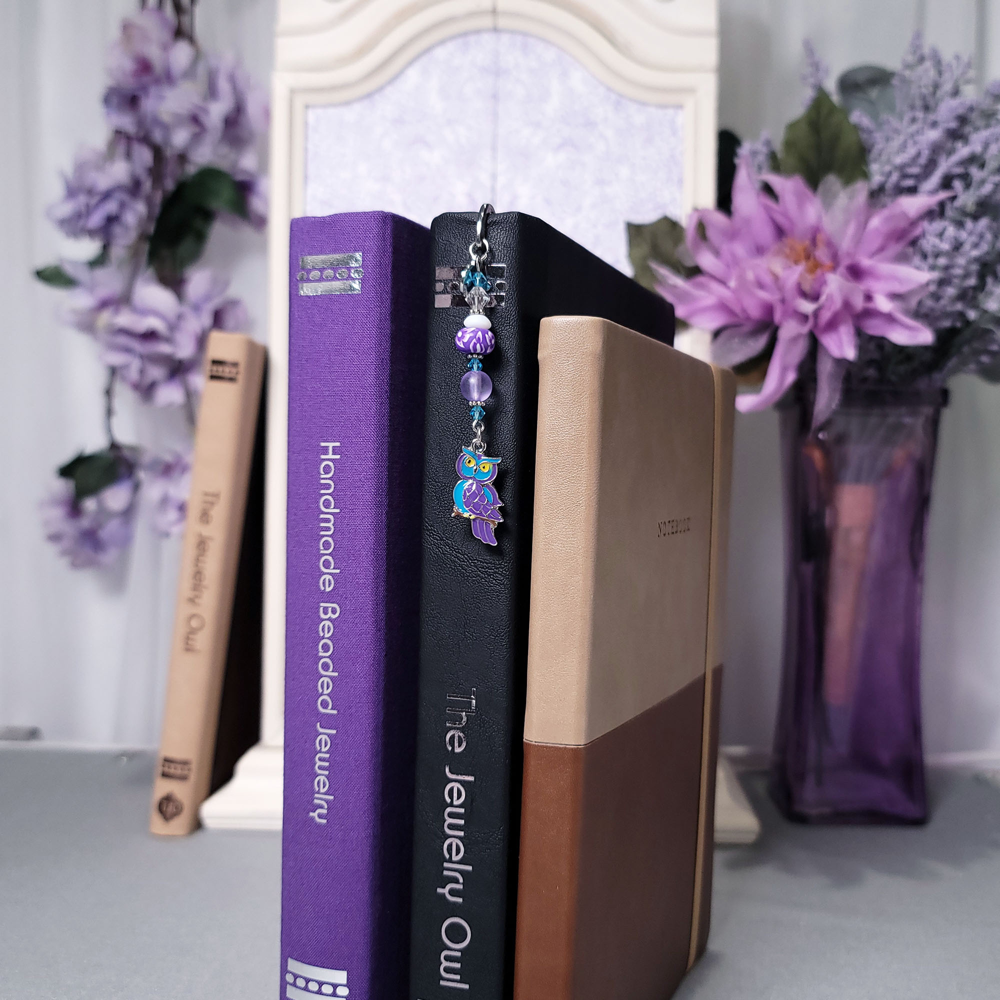 Purple and Blue Owl Metal Hook Bookmark by thejewelryowl