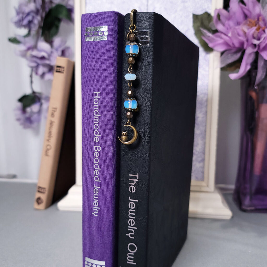 Crescent Moon and Owl Beaded Bookmark Hook by The Jewelry Owl (thejewelryowl)