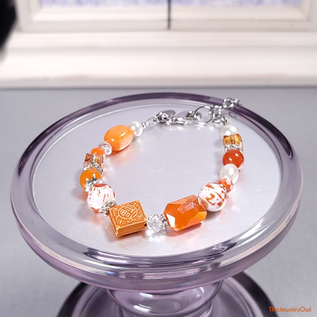 Eclectic Orange Mix Beaded Bracelet by The Jewelry Owl (thejewelryowl)