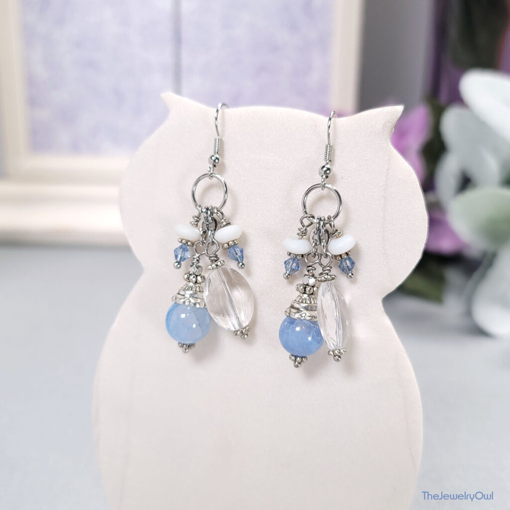 Blue Fire Agate Dangle Earrings by The Jewelry Owl (thejewelryowl)