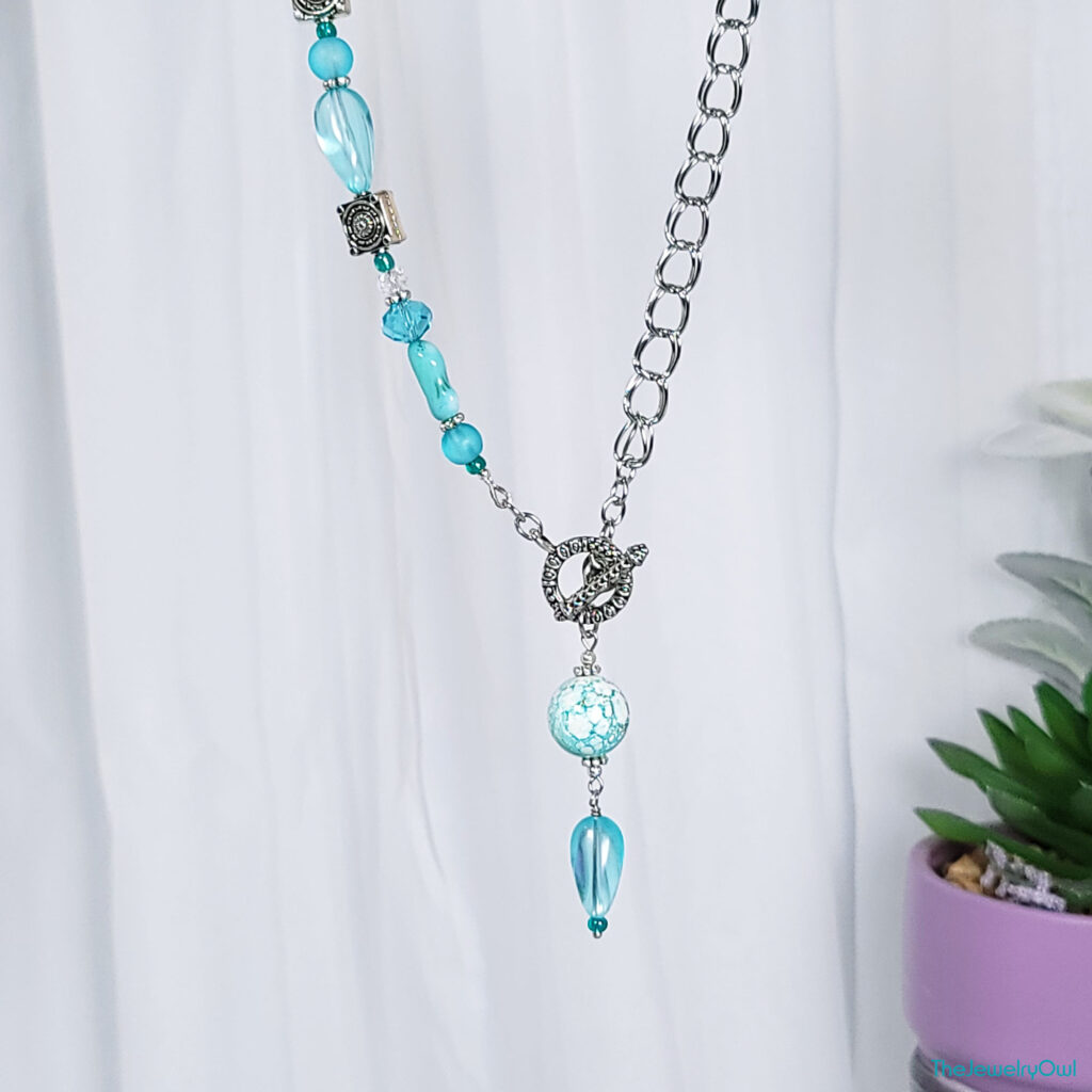Aqua Blue Front Toggle Clasp Necklace by The Jewelry Owl (thejewelryowl)