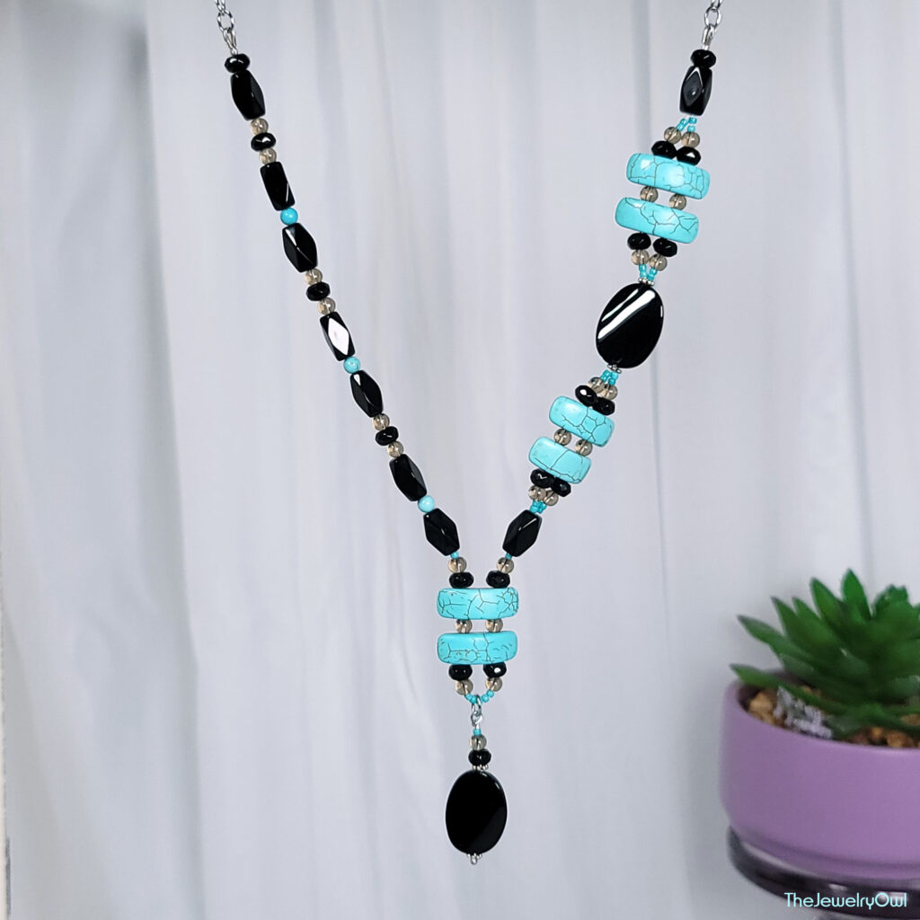 Black and Turquoise Bar Necklace by The Jewelry Owl (thejewelryowl)