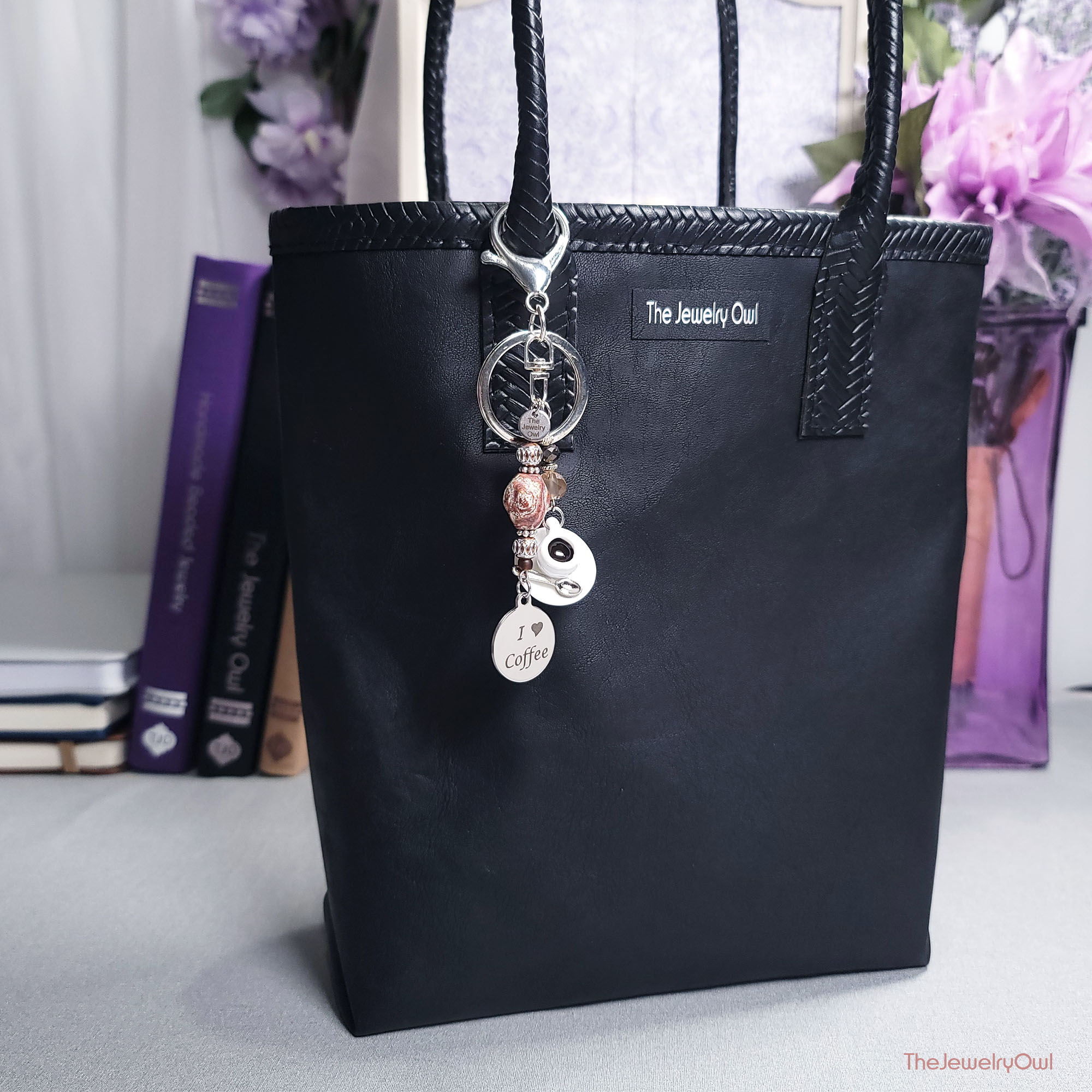 Brown Coffee Lover Purse Bag Dangle by The Jewelry Owl (thejewelryowl)