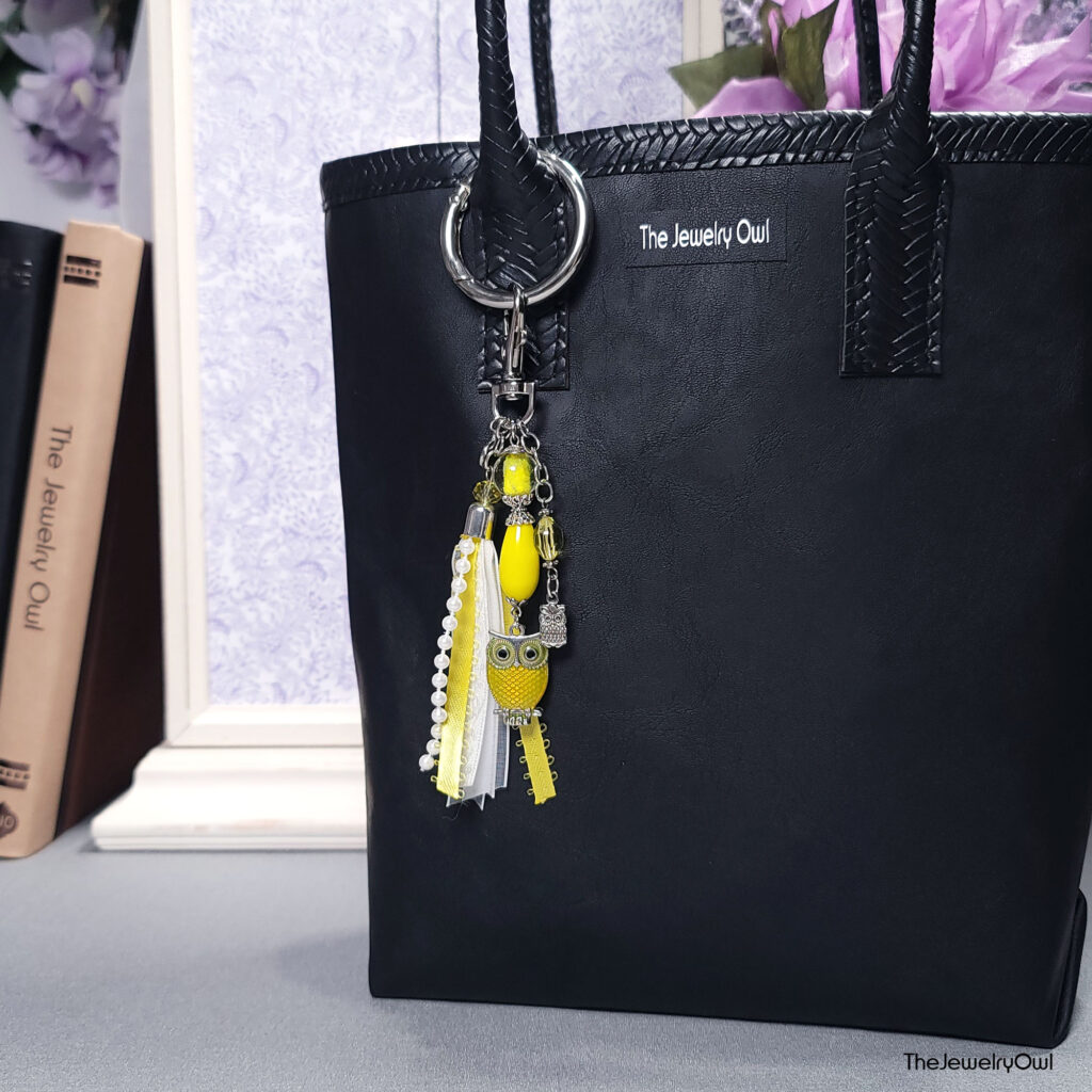 Yellow and White Tassel Owl Purse Charm by The Jewelry Owl (thejewelryowl)