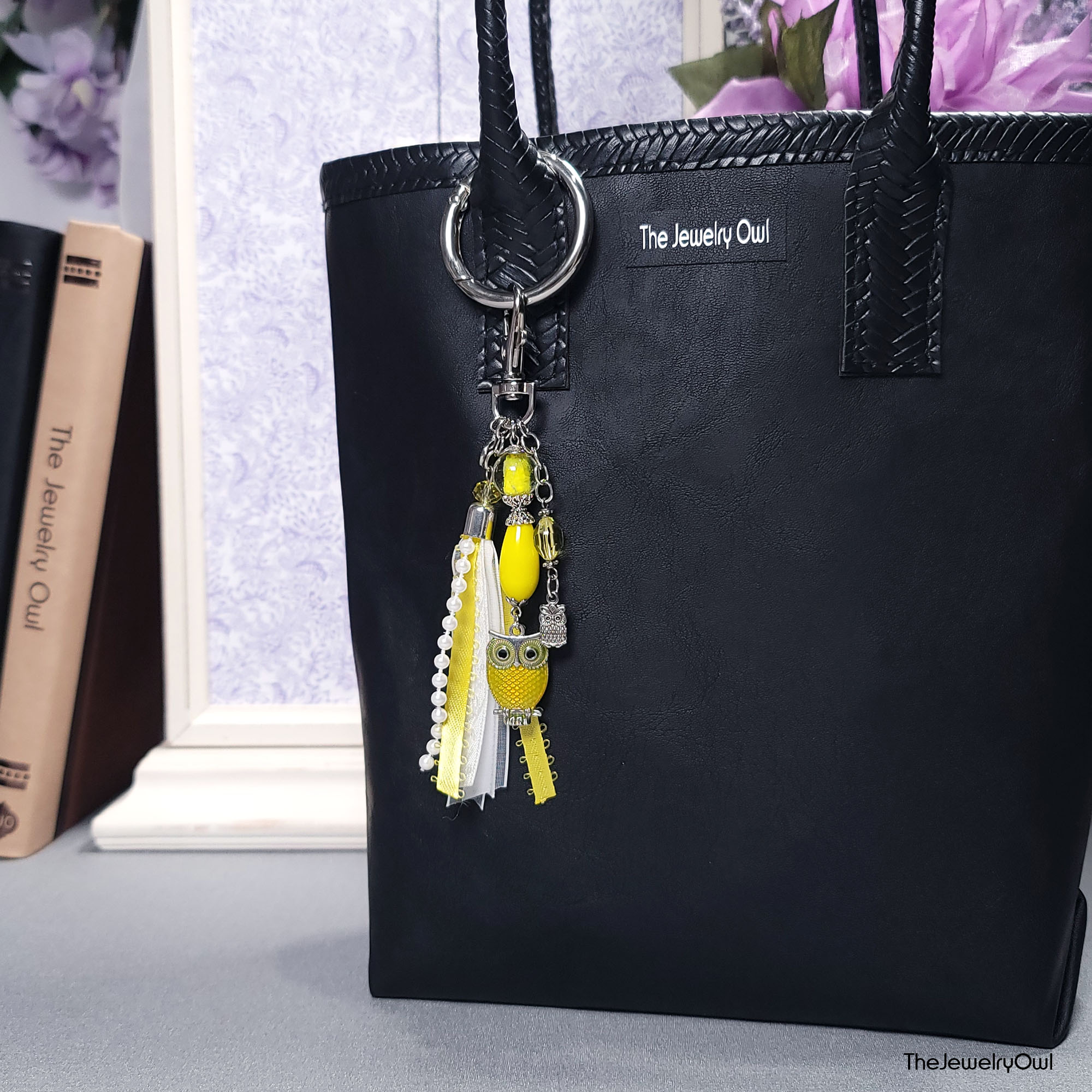 Yellow and White Tassel Owl Purse Charm by The Jewelry Owl (thejewelryowl)