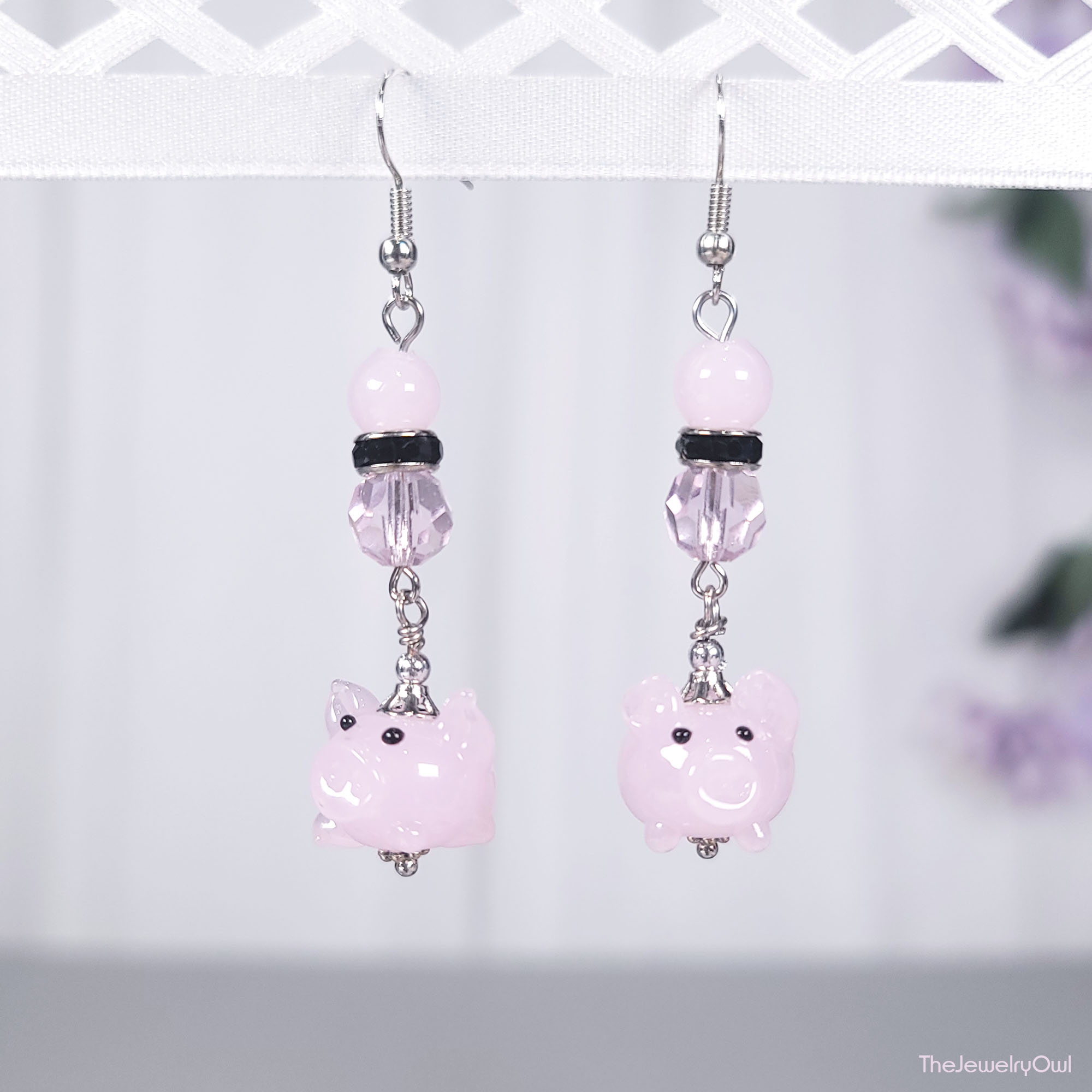 Pink Piggy Earrings by The Jewelry Owl (thejewelryowl)