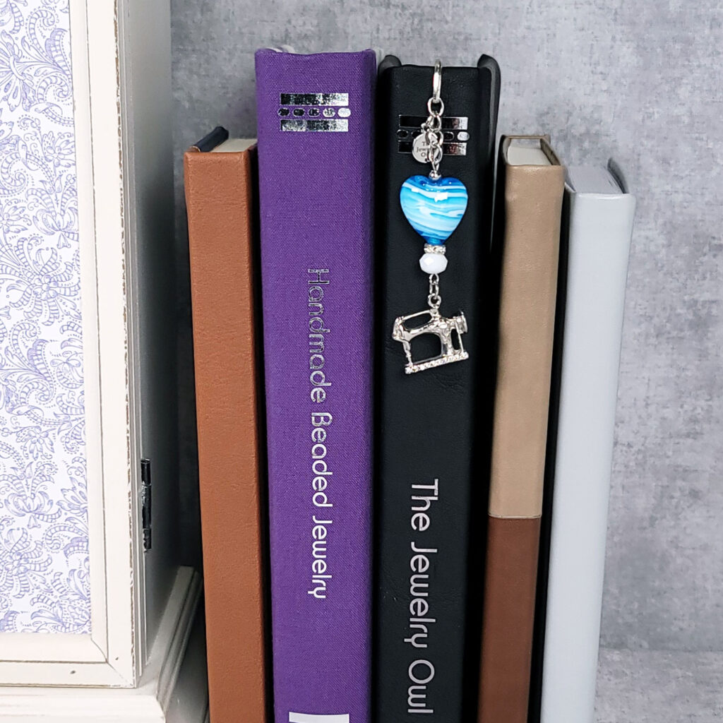 Blue Heart and Sewing Machine Bookmark by The Jewelry Owl (thejewelryowl)