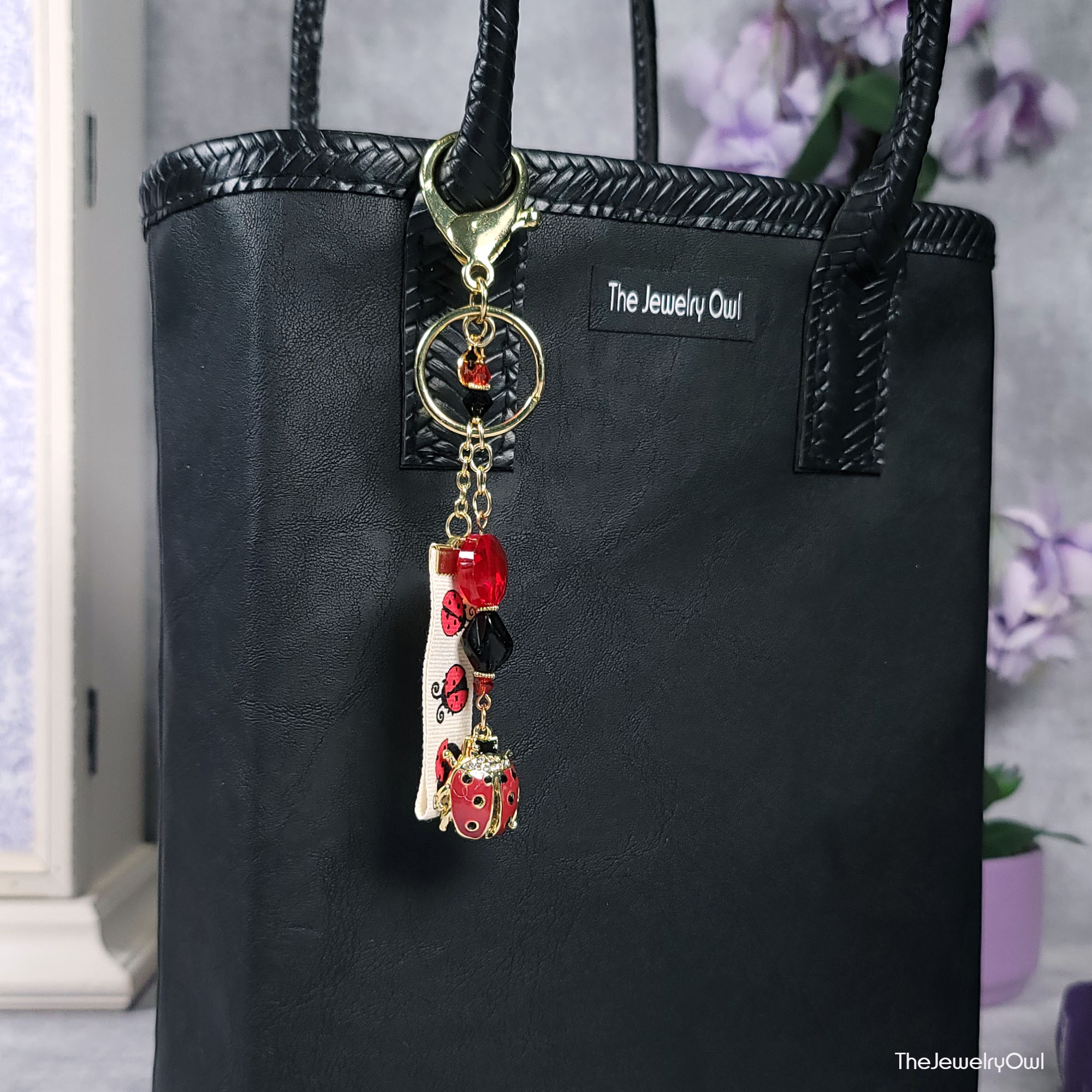 Ladybug Ribbon Purse Dangle by The Jewelry Owl (thejewelryowl)