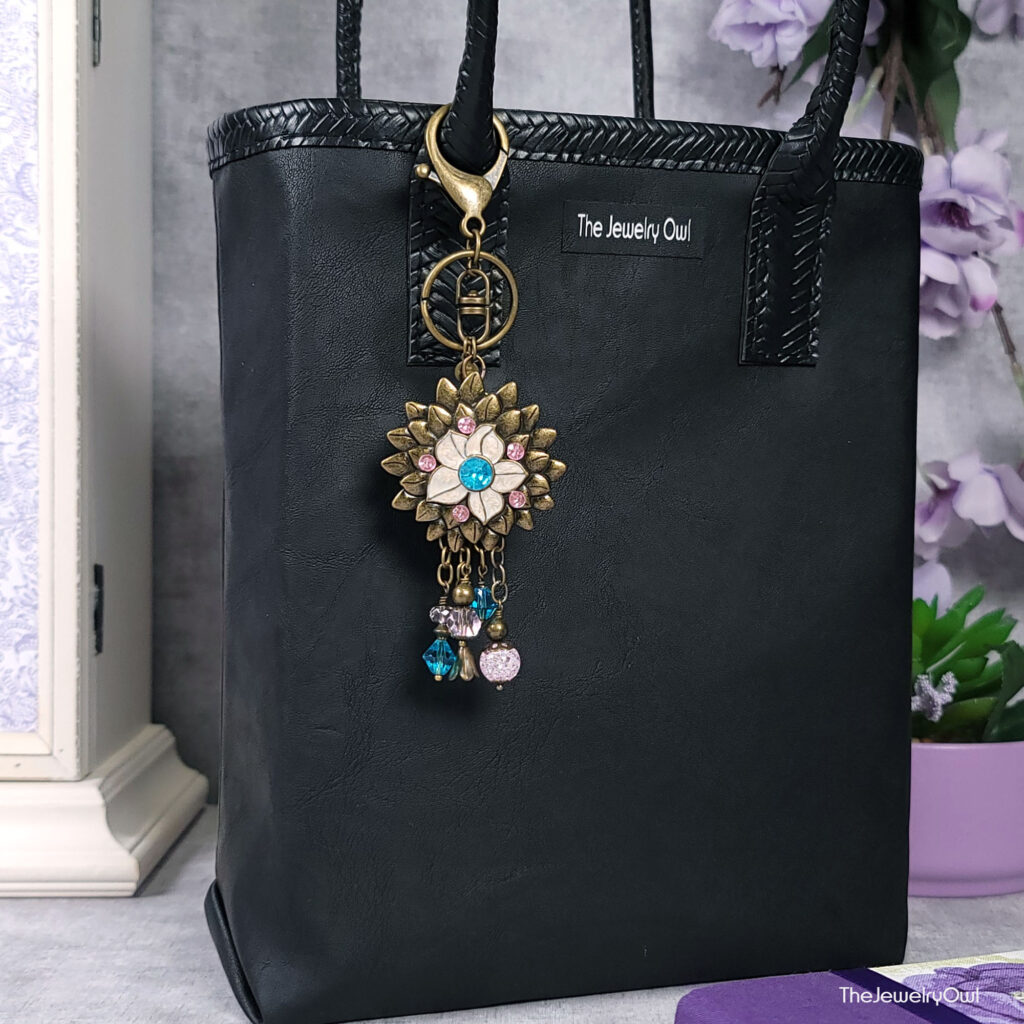 Antique Brass Flower Purse Dangle by The Jewelry Owl (thejewelryowl)