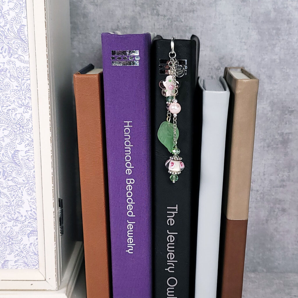 Pink and Green Flower Metal Hook Bookmark by The Jewelry Owl (thejewelryowl)