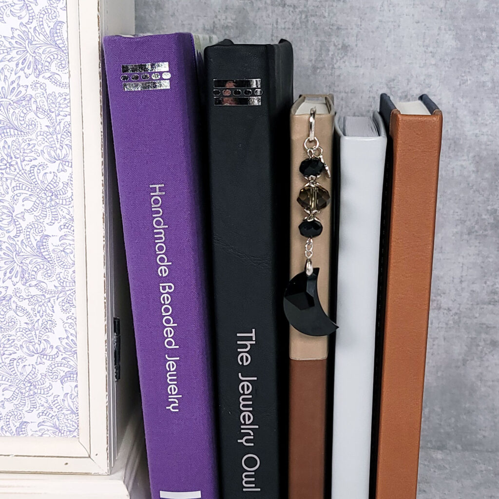 Swarovski Black Crescent Moon Metal Bookmark by The Jewelry Owl (thejewelryowl)