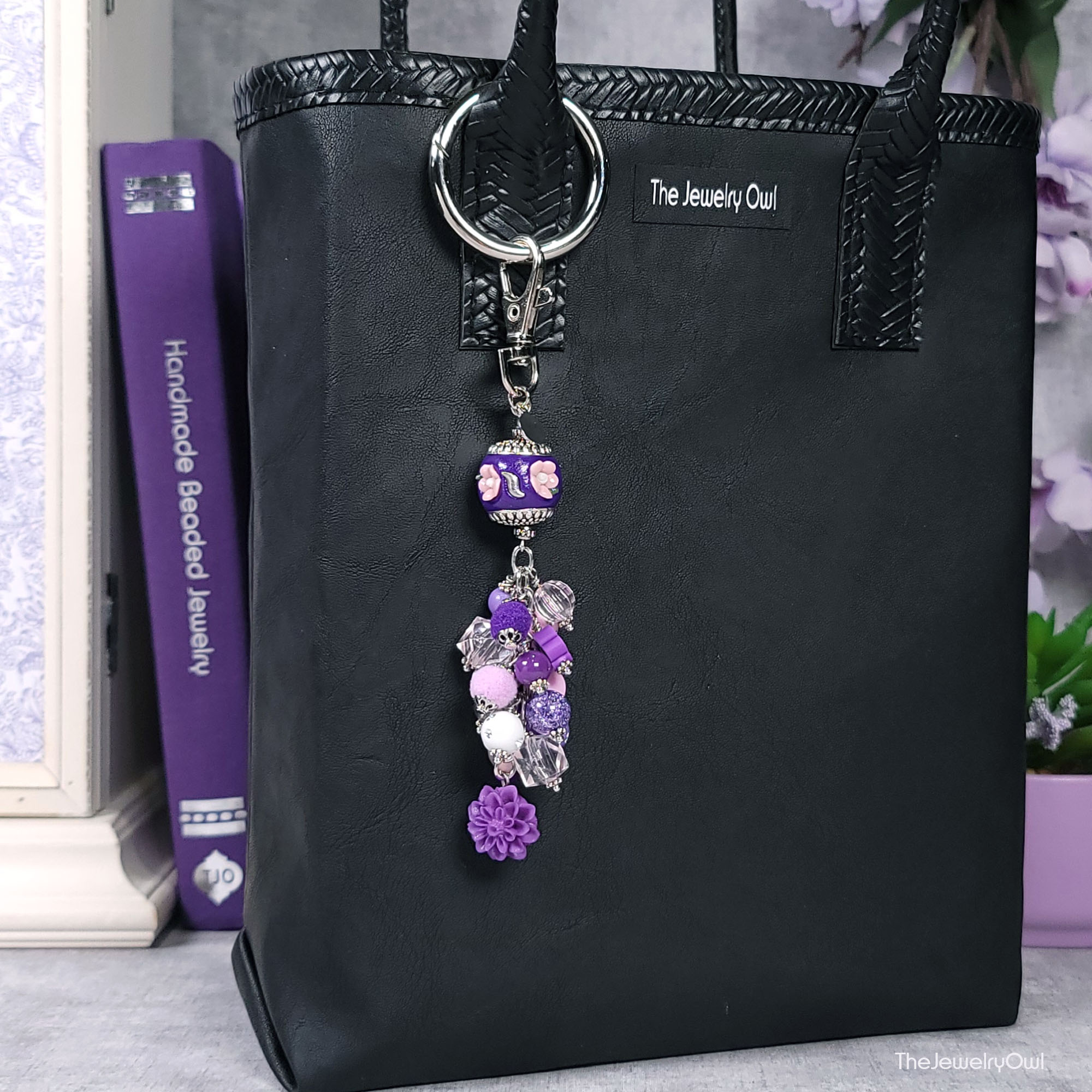 Purple and Pink Beaded Purse Dangle by The Jewelry Owl (thejewelryowl)