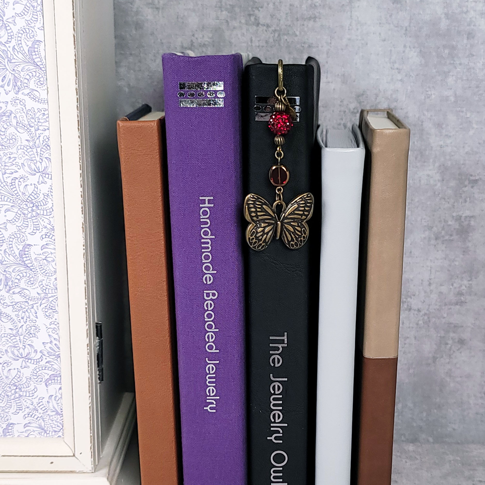Brass Butterfly and Ruby Red Bookmark by The Jewelry Owl (thejewelryowl)