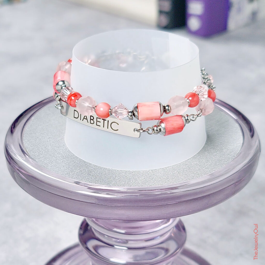 Pink Double Strand Diabetic Bracelet by The Jewelry Owl (thejewelryowl)