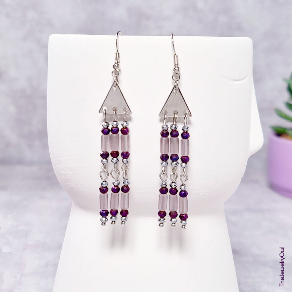 Purple Chandelier Dangle Earrings by The Jewelry Owl (thejewelryowl)