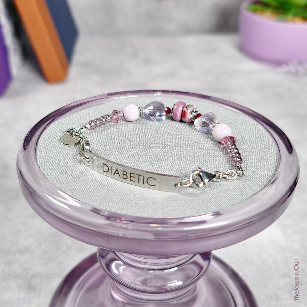 Interchangeable Band - Purple Heart Diabetic Beaded Bracelet by The Jewelry Owl (thejewelryowl)