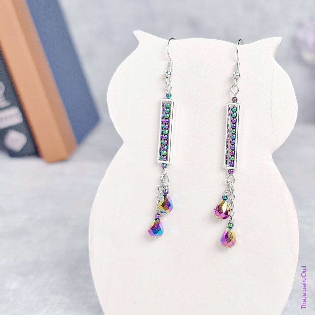 Iridescent Purple Silver Dangle earrings by The Jewelry Owl (thejewelryowl)