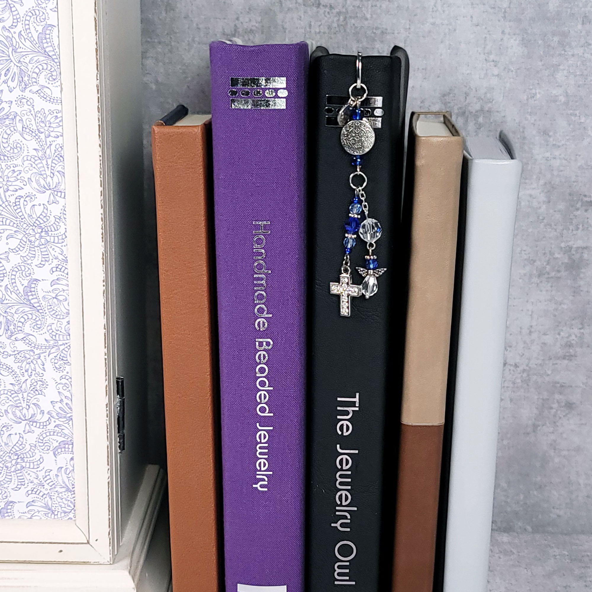 Mini Rhinestone Cross Metal Shepherd Hook Bookmark by The Jewelry Owl (thejewelryowl)