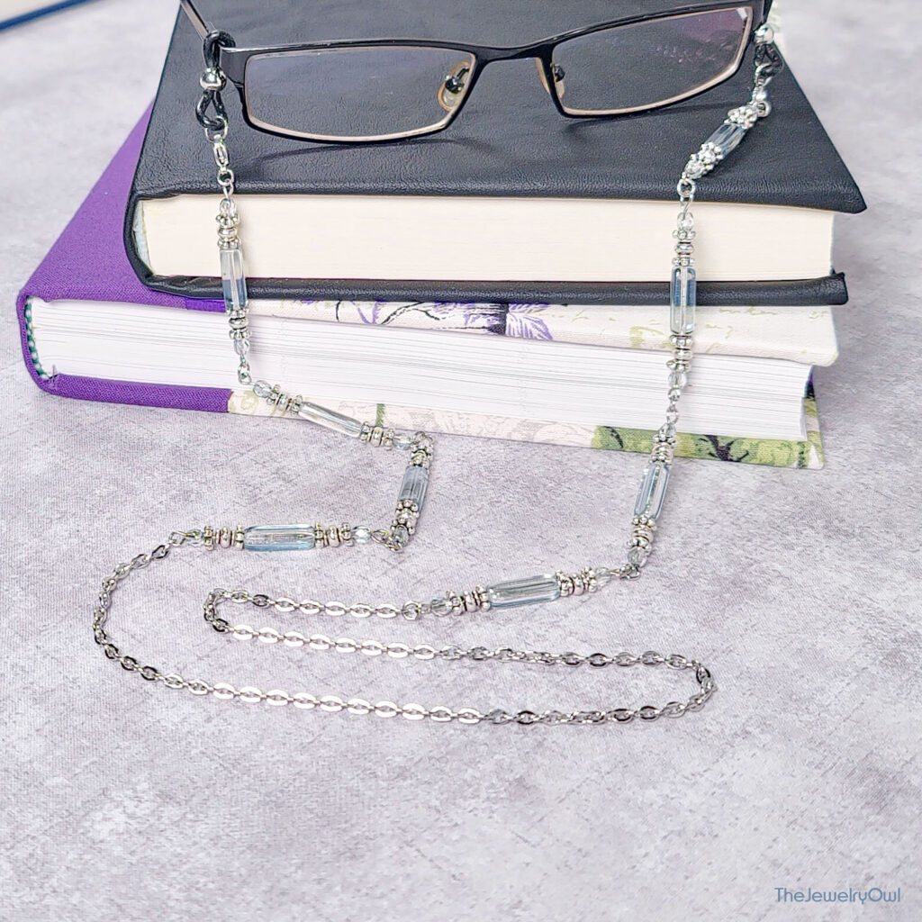 Fire Polished Light Blue Beaded Eyeglass Chain by The Jewelry Owl (thejewelryowl)