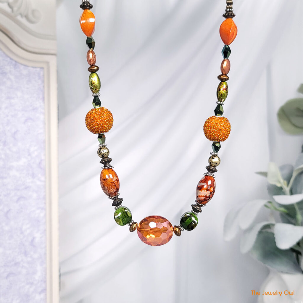 Autumn Orange and Green Necklace by The Jewelry Owl (thejewelryowl)