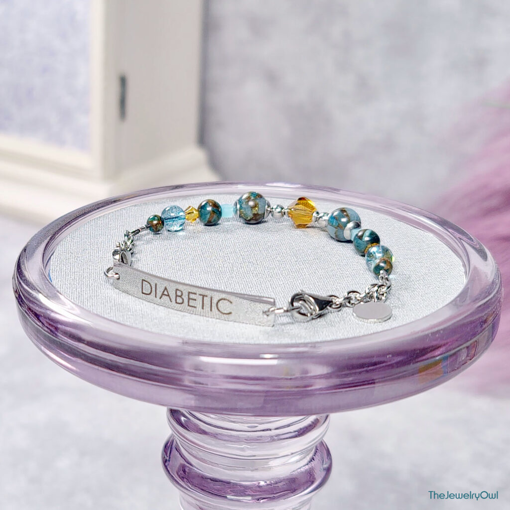 Interchangeable Band - Reconstituted Impression Jasper Diabetic Bracelet by The Jewelry Owl (thejewelryowl)