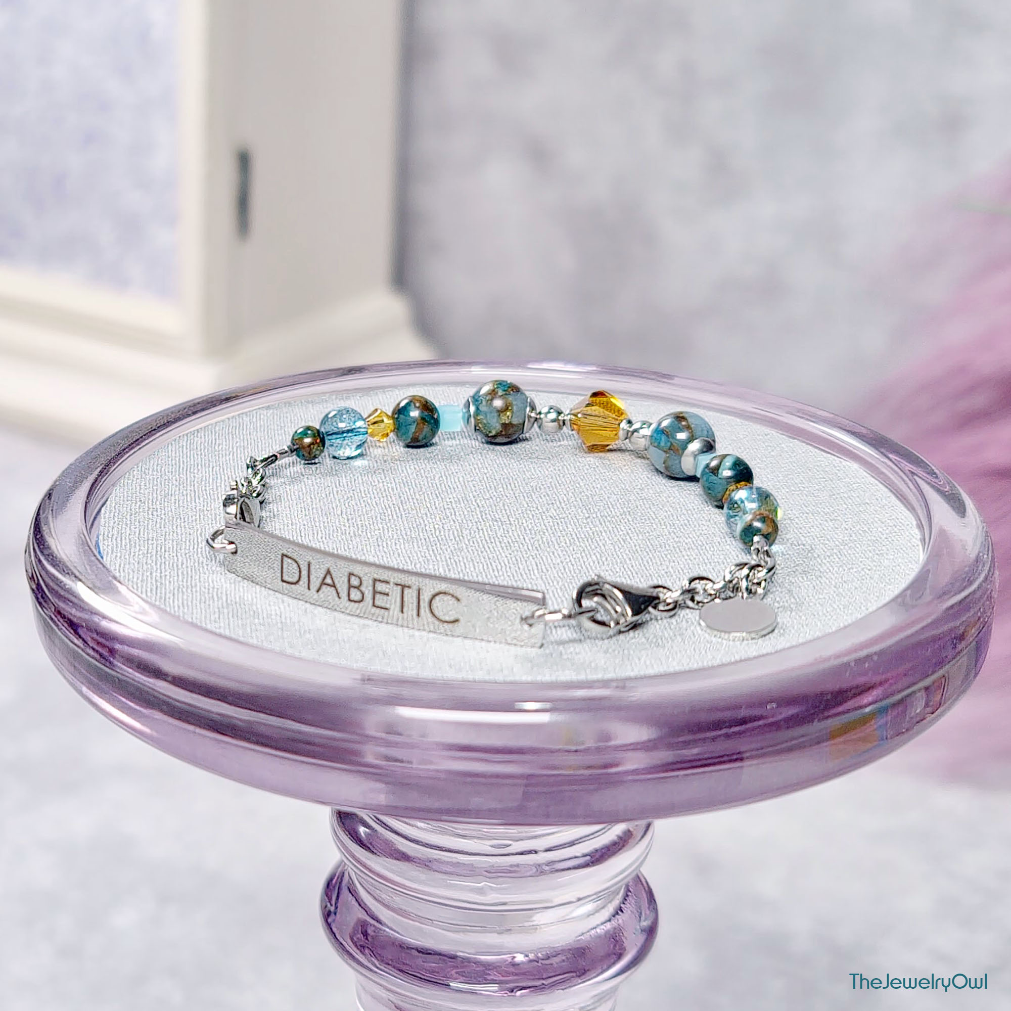 Interchangeable Band - Reconstituted Impression Jasper Diabetic Bracelet by The Jewelry Owl (thejewelryowl)